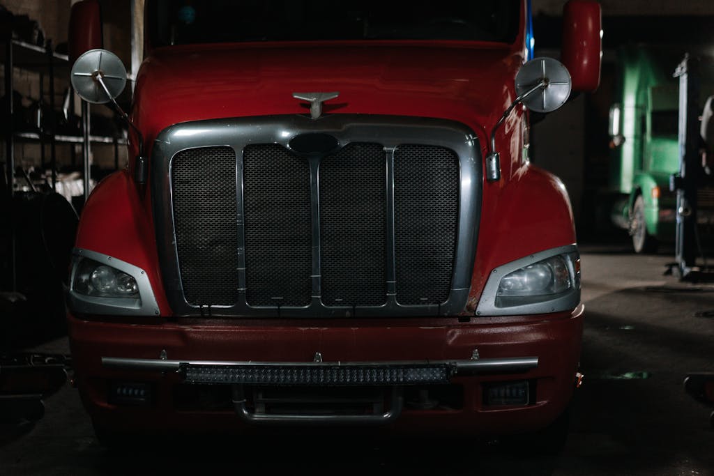 Red and Silver Vintage Carrier Truck